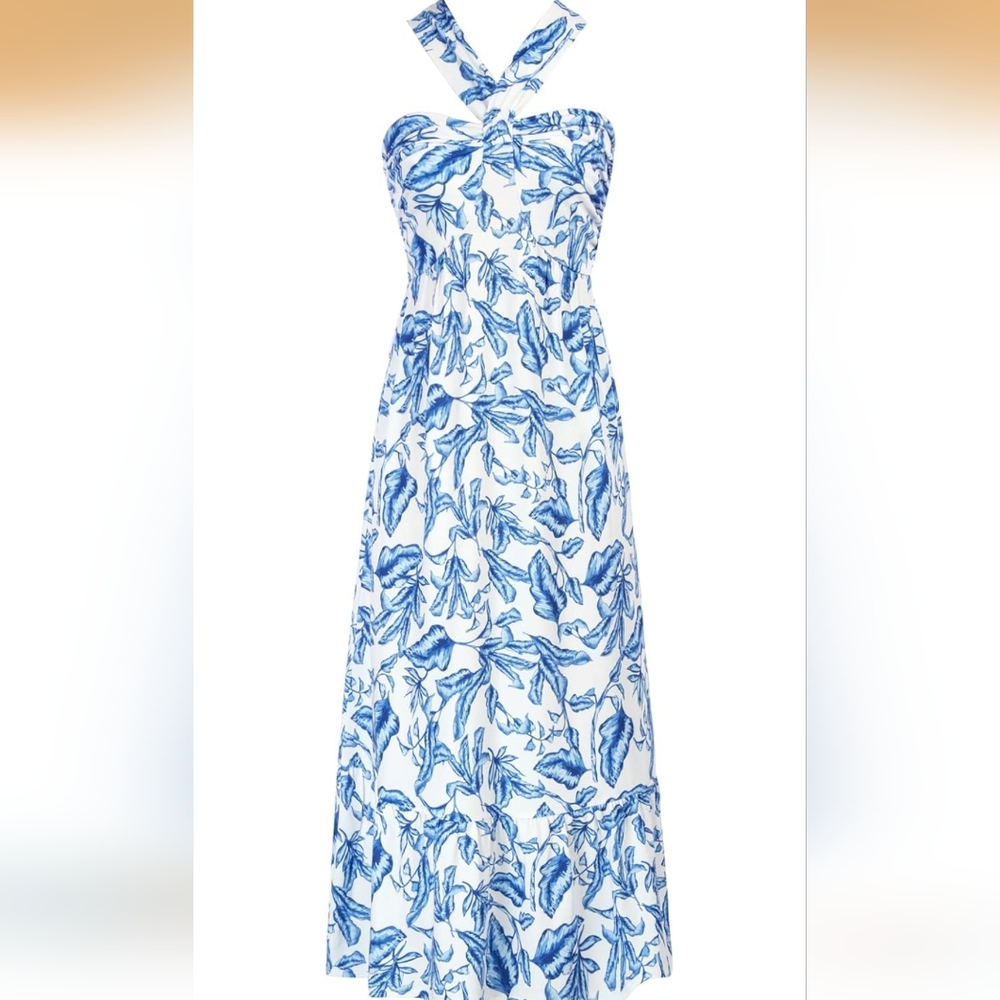 Grace Karin Strapless Blue and White Floral Dress